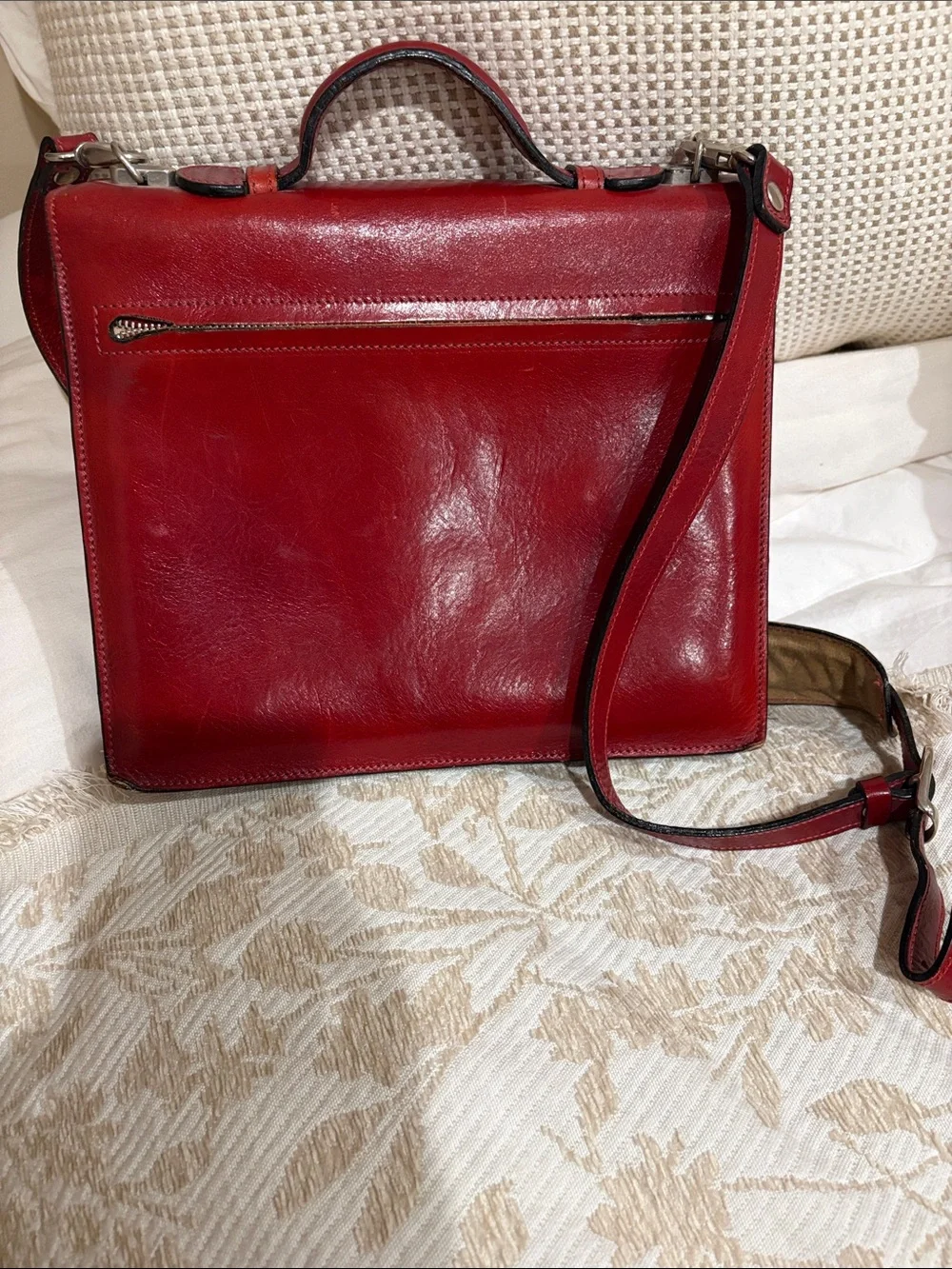 Leather Key-Style Phone Charm in Red